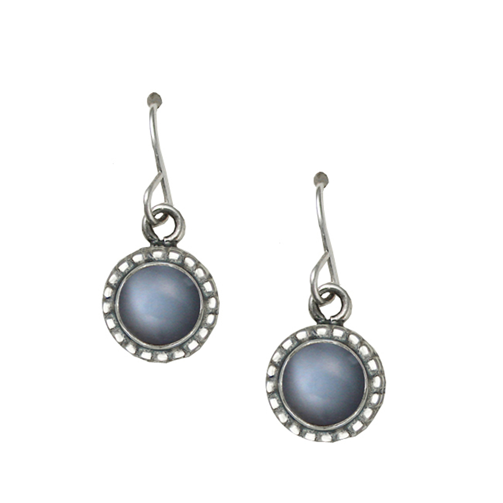 Sterling Silver Small Grey Moonstone Gemstone Drop Dangle Earrings